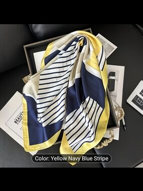 Yellow & Navy Striped Scarf